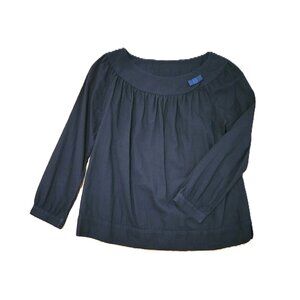 MARC JACOBS Women's Top Cotton Blouse / Black with Blue Ribbon